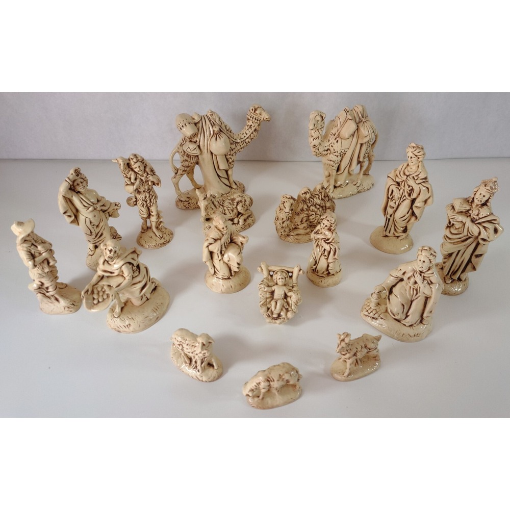 Atlantic Mold Nativity Set 1970s Vintage 17 pieces